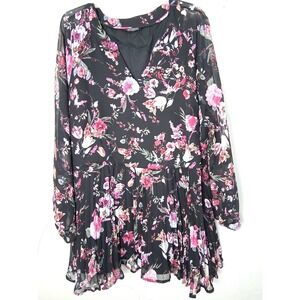 Chiffon‎ Floral Pleated Pocket Tunic Blouse Size 22/24 Whimsigoth Fairy Lined